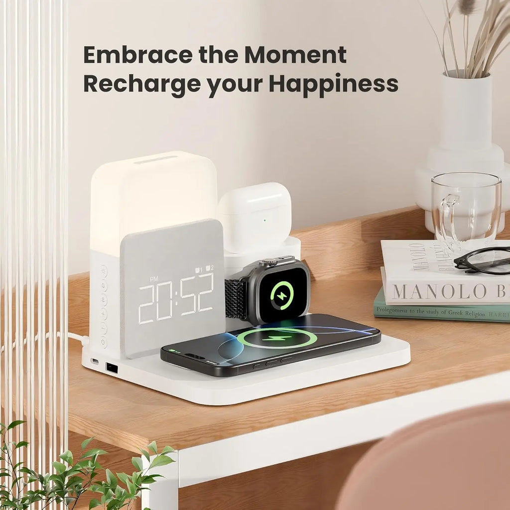 NovaCharge 7 In 1 MagSafe Alarm Clock Charger Wireless Station - Night Light Display With USB-C Quick Charge by Tech-Home Store