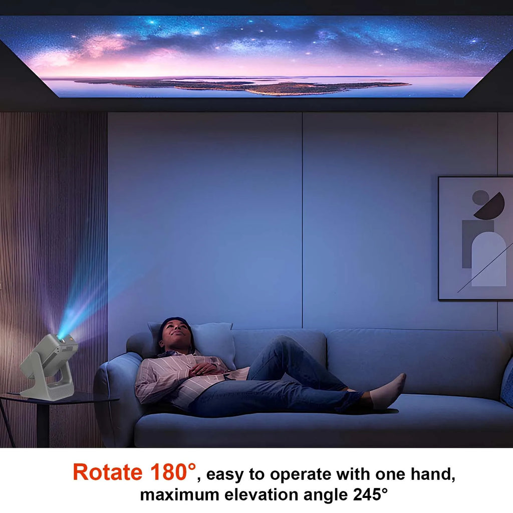 Netflix YouTube Projector - 8-Inch Android Mini with Touch Screen, 1080p Native, 4K Input, 180 Degree Rotation by Tech-Home Store
