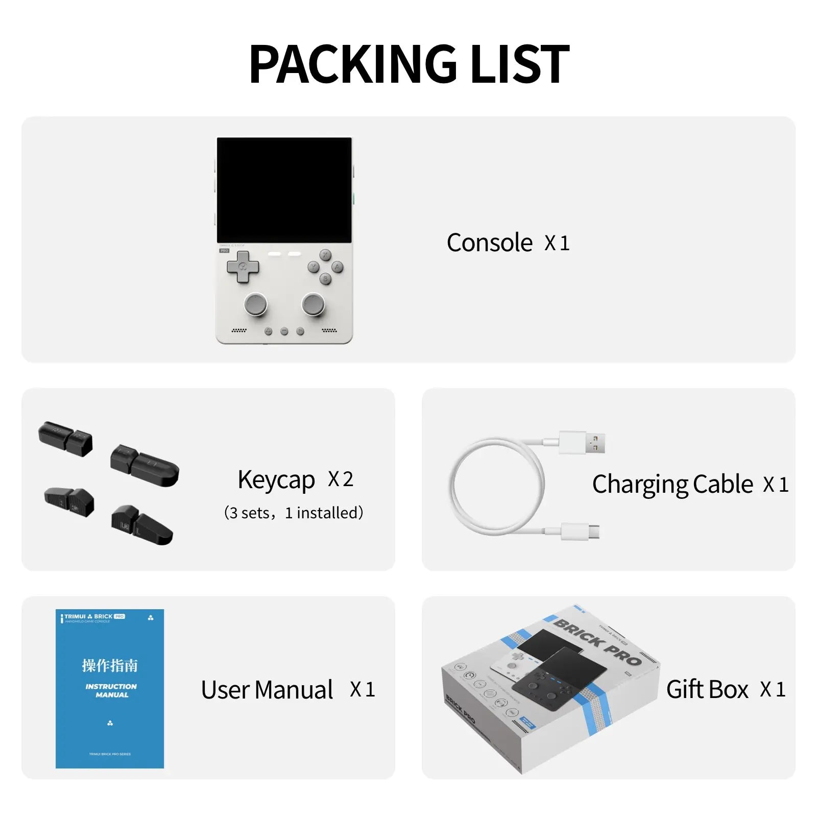 TRIMUI BRICK PRO Handheld Game Console 3.95'' IPS Screen RGB Top Light Dual Hall Joysticks A133P Linux 4.9 System 5000mAhGifts by Tech-Home Store