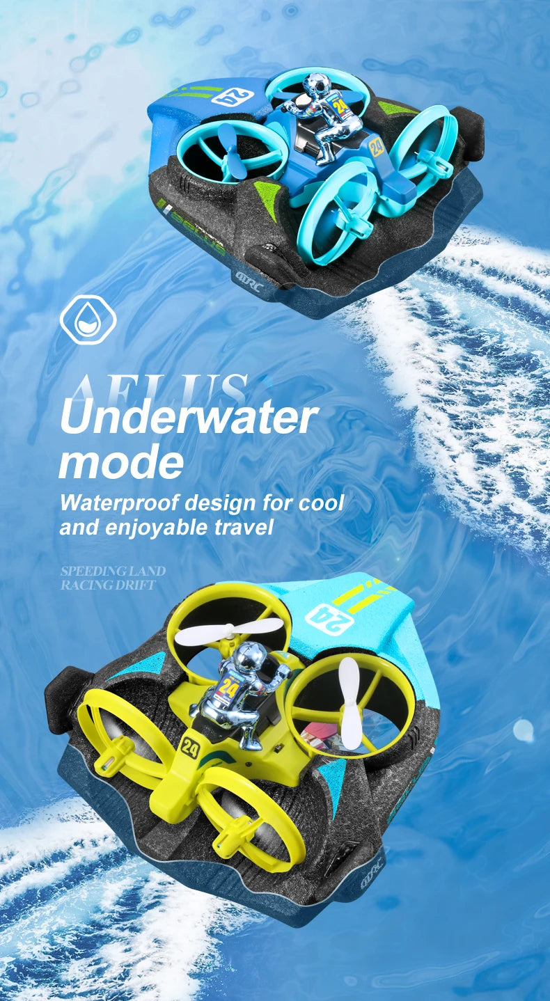 4DRC Mini RC Drone Altitude Hold Headless Mode 3 in 1 Sea Land Air Flight 2.4G Remote Control Quadcopter Boat RC Helicopter Toys by Tech-Home Store