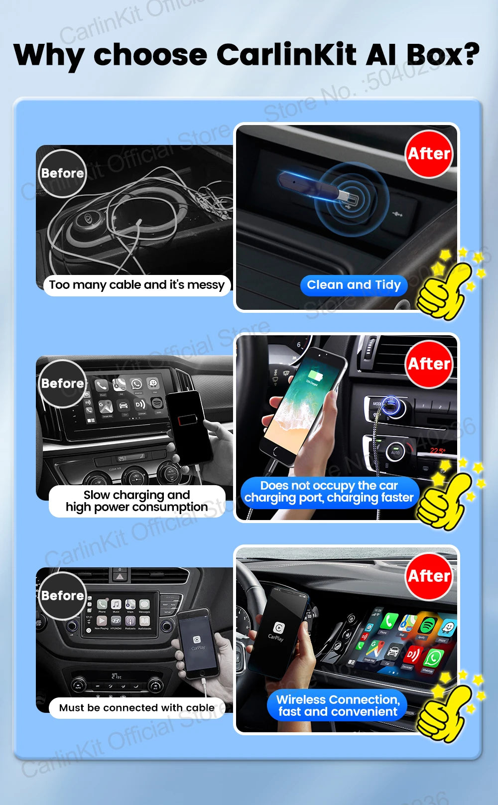 CarlinKit 5.0 Mini Ultra Wireless Adapter Wireless CarPlay Android Auto For OEM Car Plug and Play WiFi Bluetooth Auto Connection by Tech-Home Store