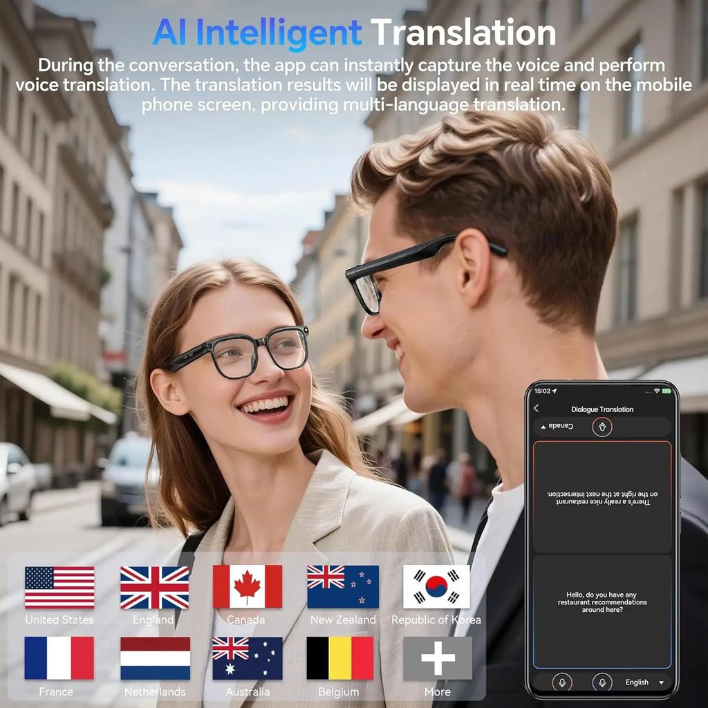 VisionTech NovaSight 4K 8MP Smart Glasses - Real Time Translation Over 150 Languages With ChatGPT AI by Tech-Home Store