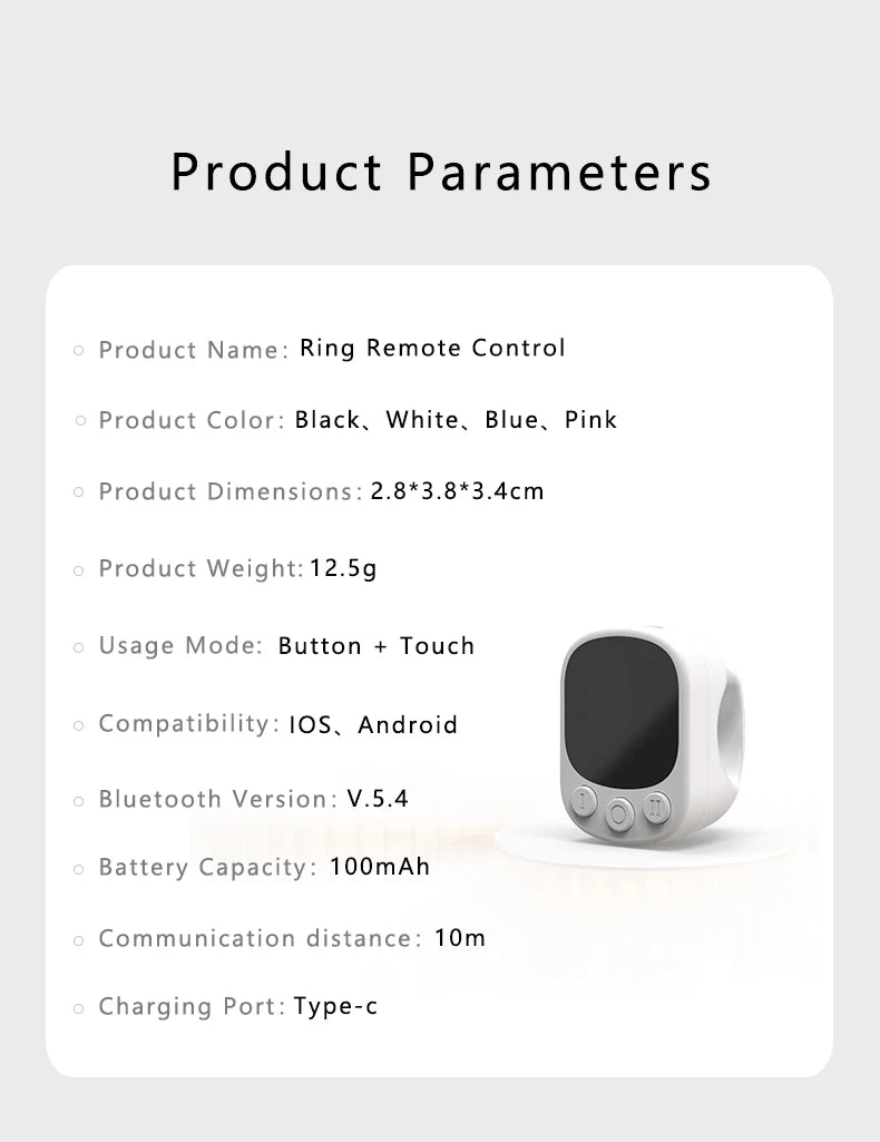 Mouse Ring Remote Control with Touchpad,Smart Automatic Screen Clicker Device，Continuous Clicker，Scrolling Ring Remote Control S by Tech-Home Store