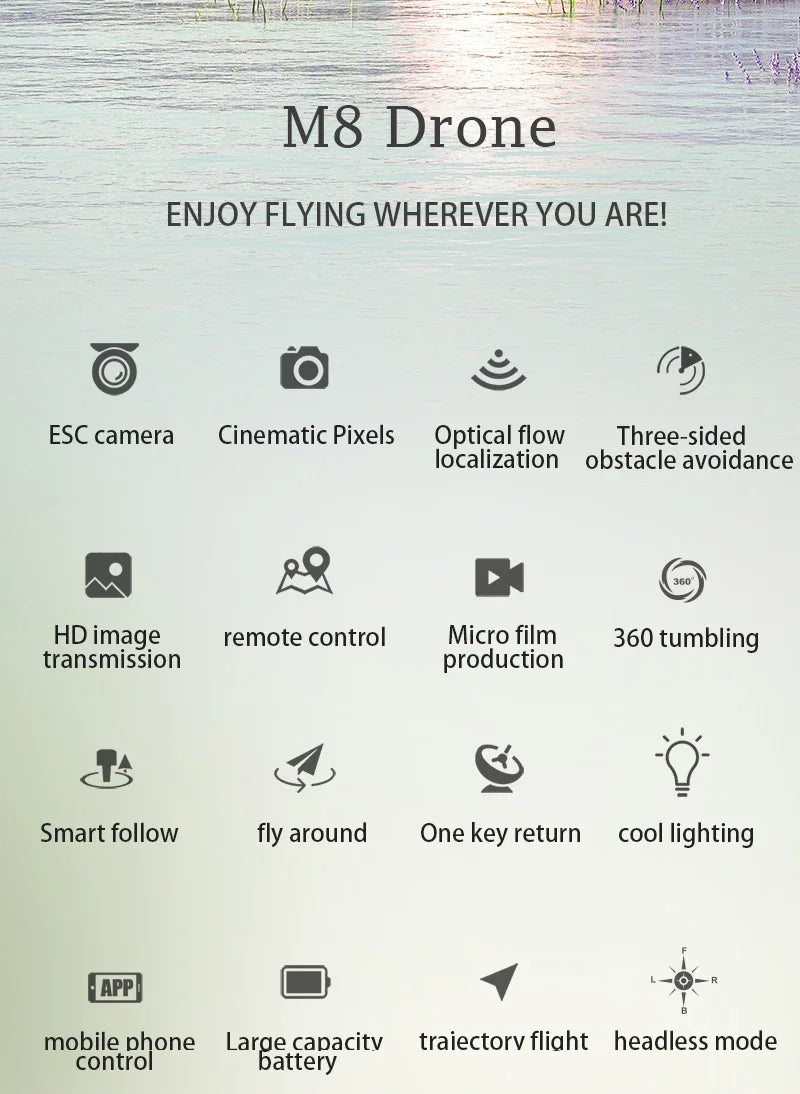 M8 GPS Drone with 4K EIS Camera | Optical Flow Altitude Hold & Obstacle Avoidance | Foldable Long Range of 5000M | RC Quadcopter by Tech-Home Store