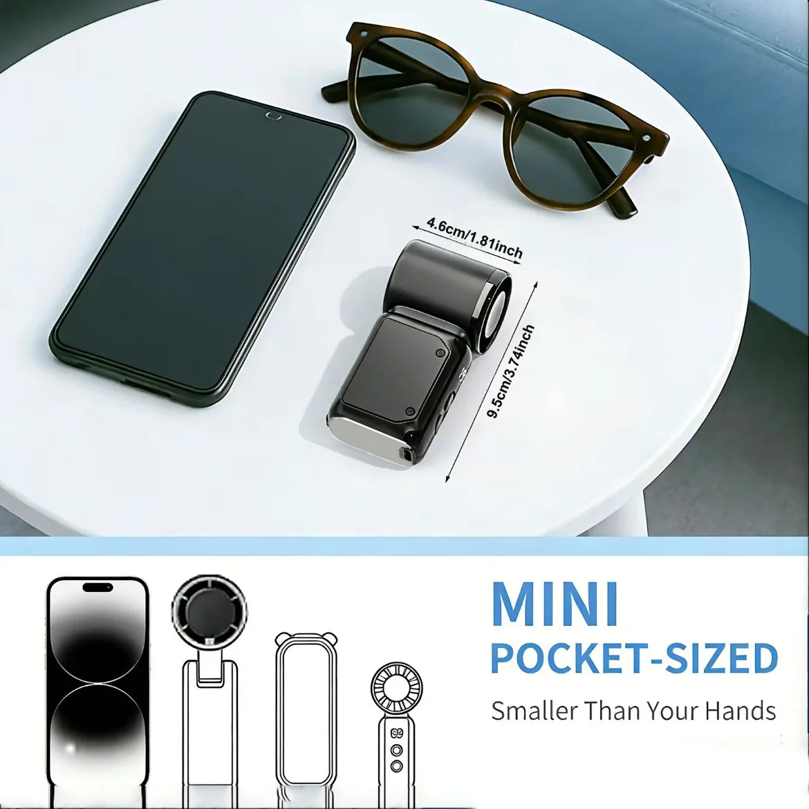Portable silent mini bladeless electric fan, suitable for outdoor, travel, and office use, travel accessories by Tech-Home Store