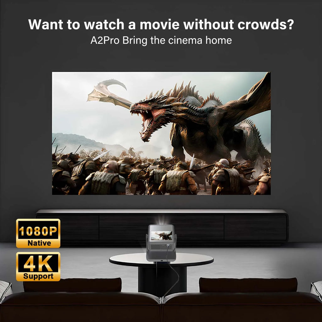 Netflix YouTube Projector - 8-Inch Android Mini with Touch Screen, 1080p Native, 4K Input, 180 Degree Rotation by Tech-Home Store