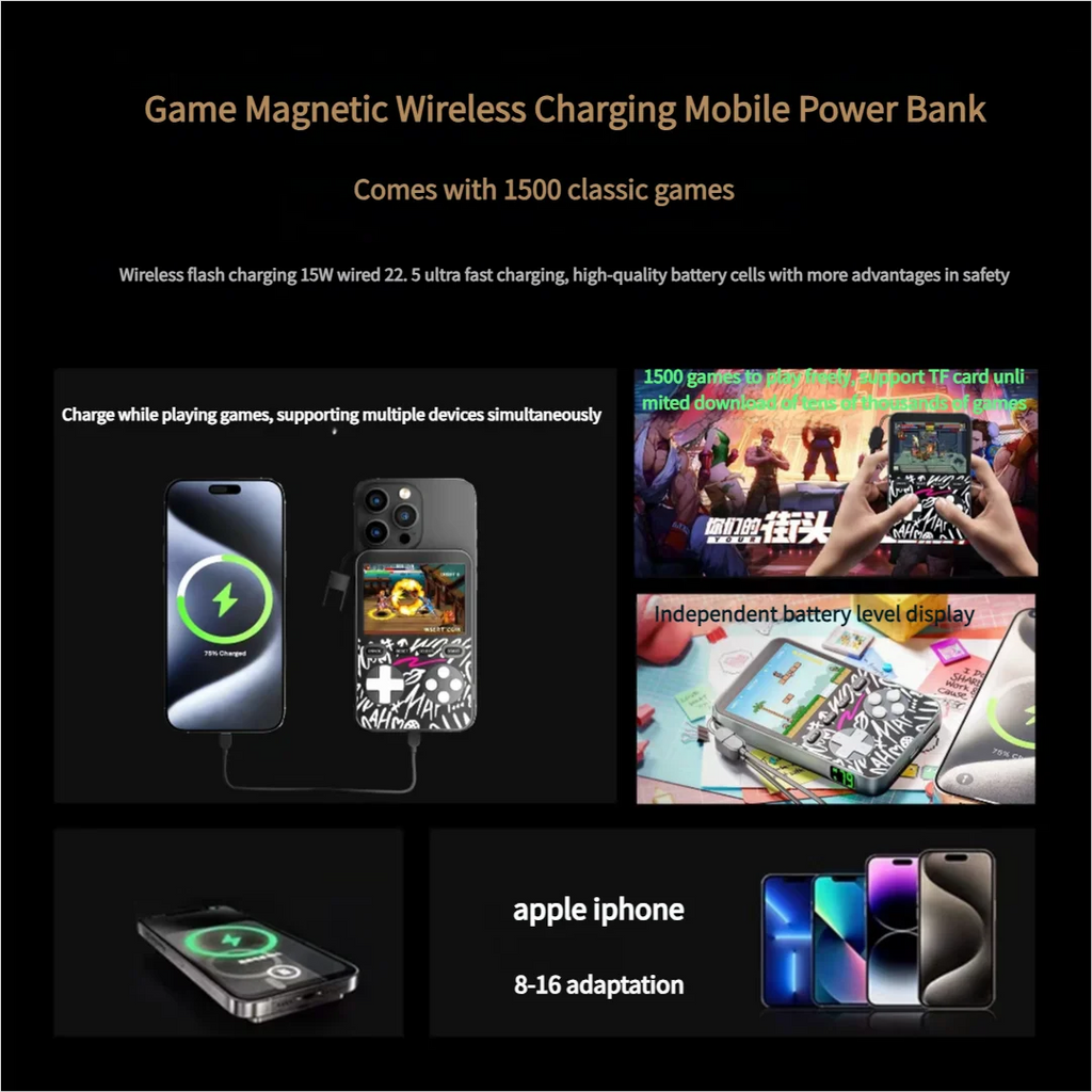 Mini Game Console Thin Magnetic Wireless Power Bank 5000mAh Portable Fast Charging External Battery For iPhone 16 Samsung by Tech-Home Store