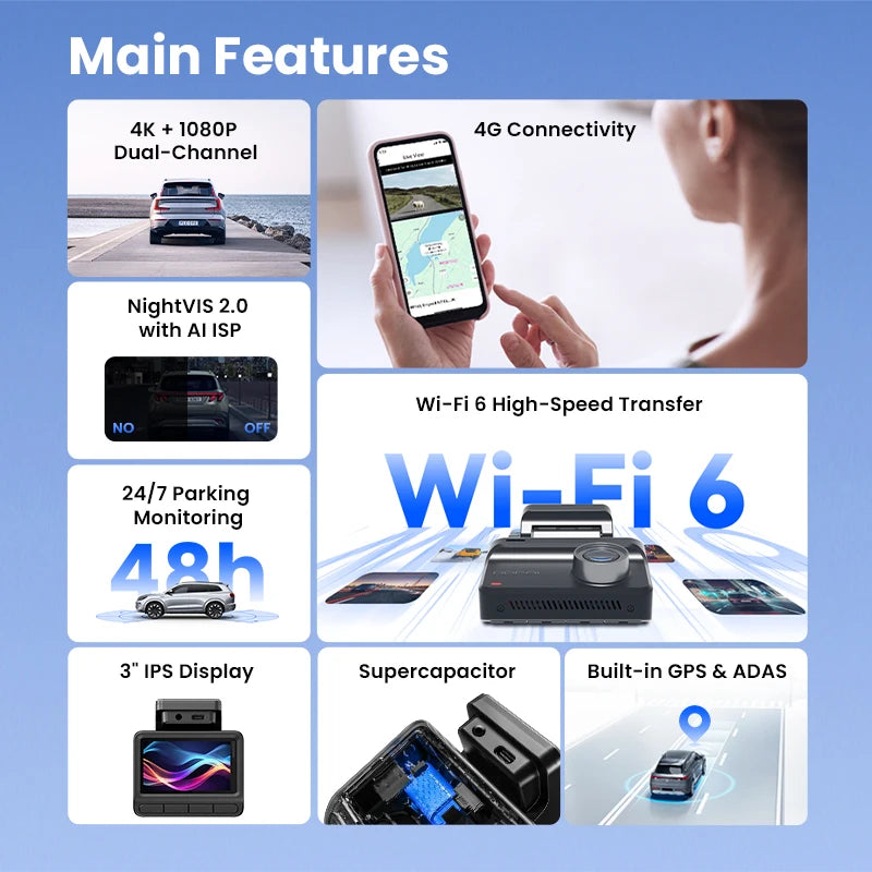 DDPAI Dash Cam Z50 Pro - 4K UHD Dual-Channel With 3-Inch IPS Display And GPS ADAS Wi-Fi by Tech-Home Store