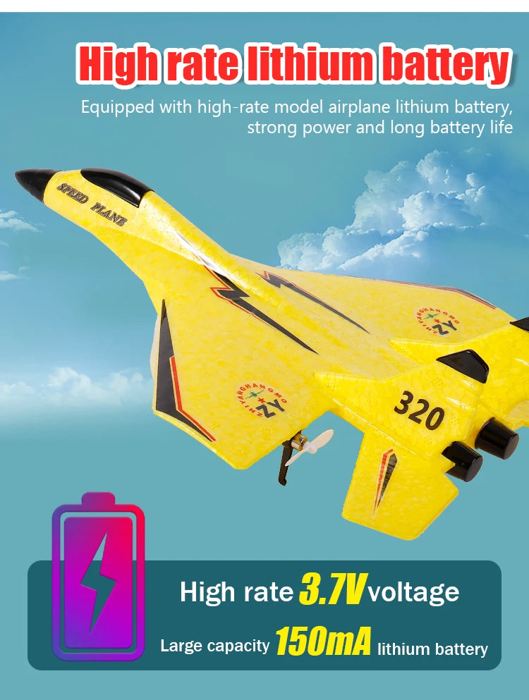 Parkten 2.4G 2CH Glider RC Ariplane P320 Fixed Wing Fighter Aircra Hand Throwing Foam Outdoor Toys For Boys Birthday Gift by Tech-Home Store