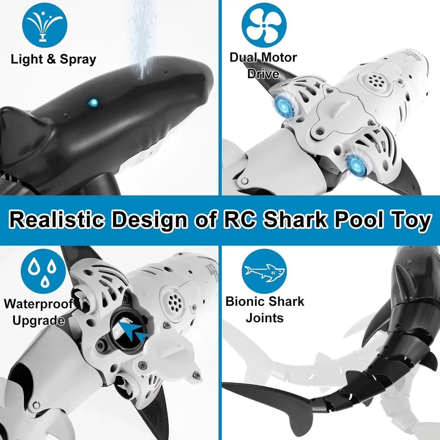 Smart Rc Shark whale Spray Water Toy Remote Controlled Boat ship Submarine Robots Fish Electric Toys for Kids Boys baby Children by Tech-Home Store