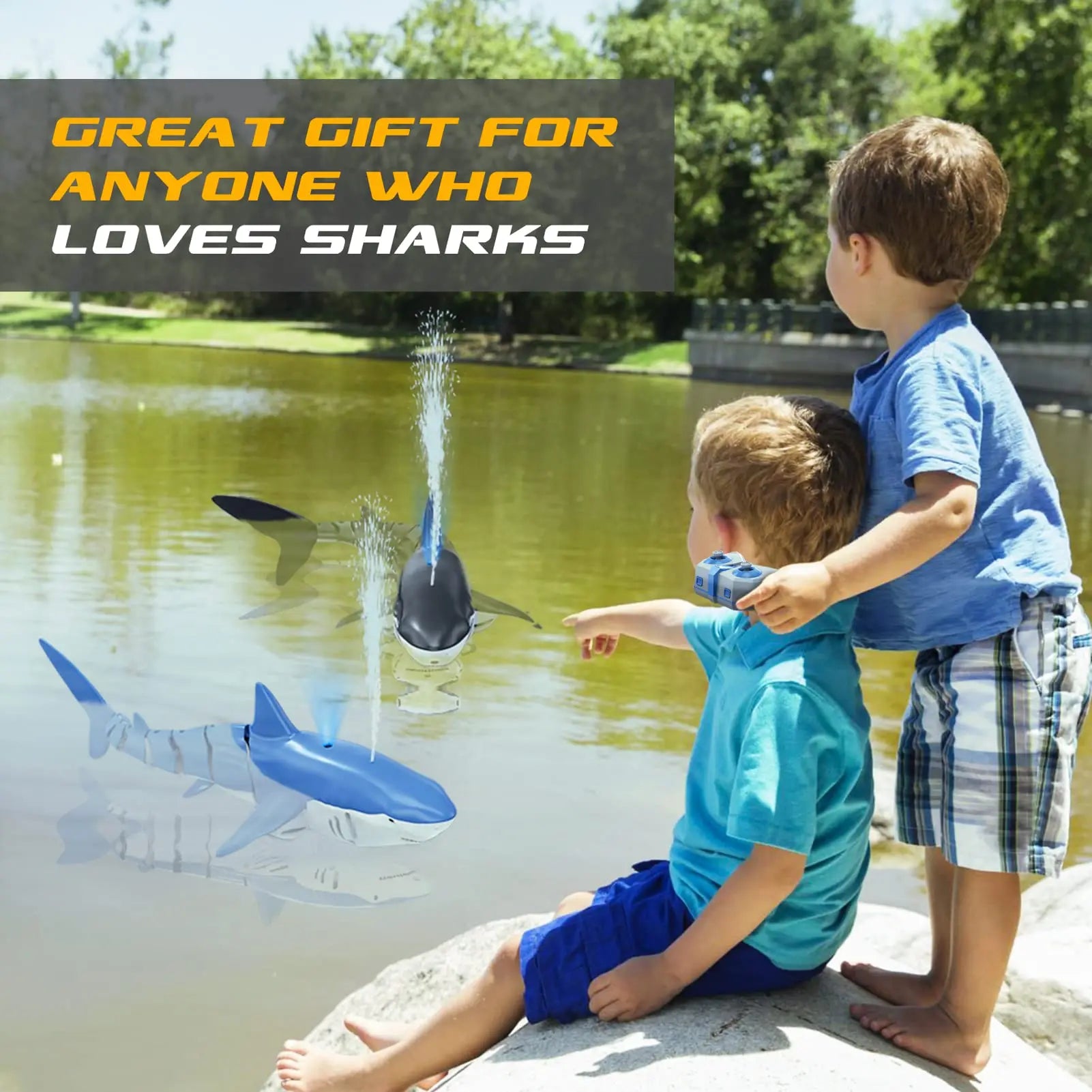 Smart Rc Shark whale Spray Water Toy Remote Controlled Boat ship Submarine Robots Fish Electric Toys for Kids Boys baby Children by Tech-Home Store