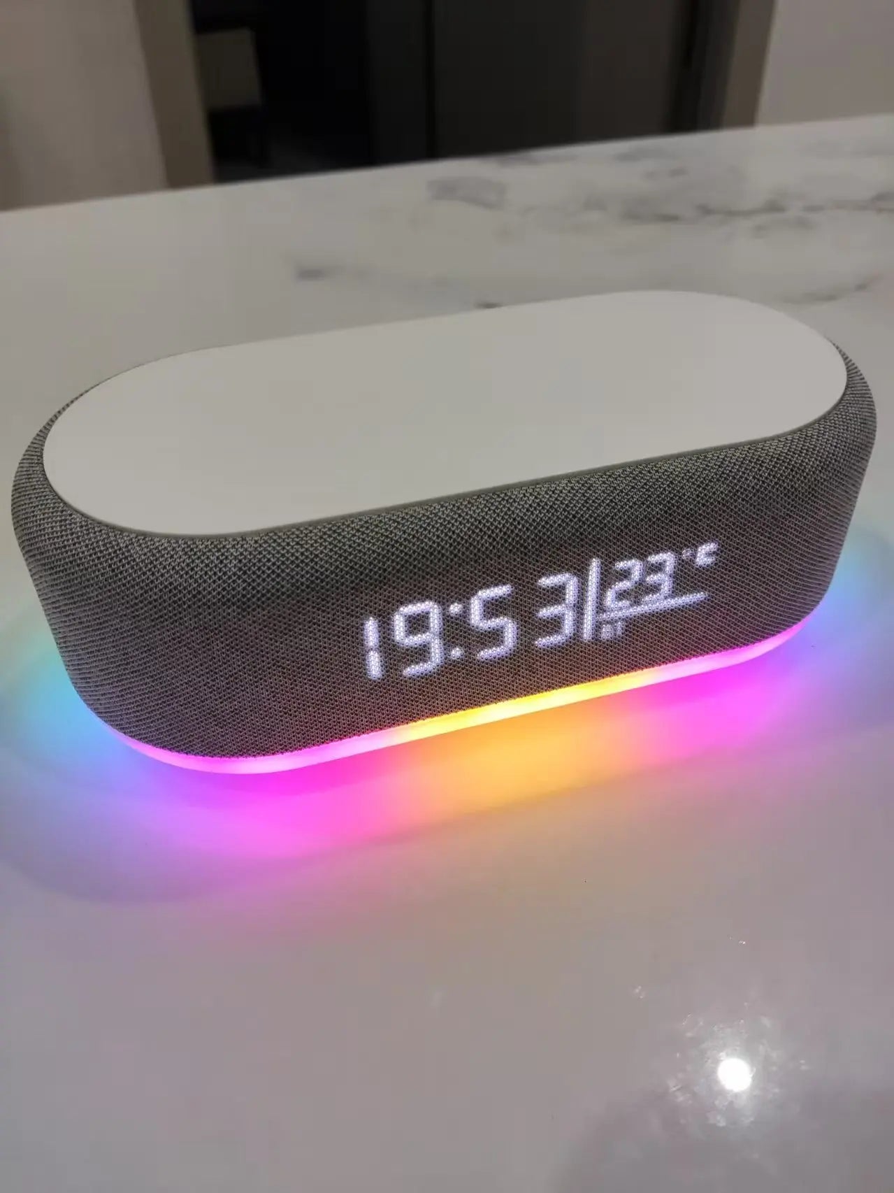 Multifunction 6 in 1 Bluetooth Smart Speakers With Wake Up Clock Colorful RGB Atmosphere Night Light Wireless Charge for IPhone by Tech-Home Store