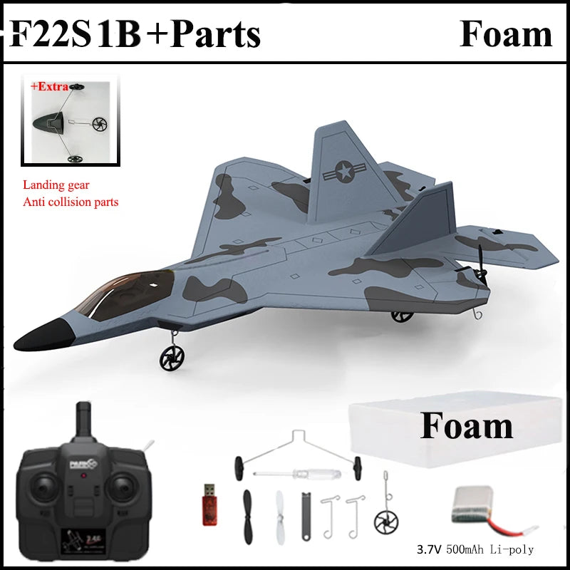 2024 New F22S 2.4G 4CH 3D6G RC Airplane Raptor F22 Warplane WLtoys A180 Upgrade Version LED Light With Gyroscope Out Door Toys by Tech-Home Store