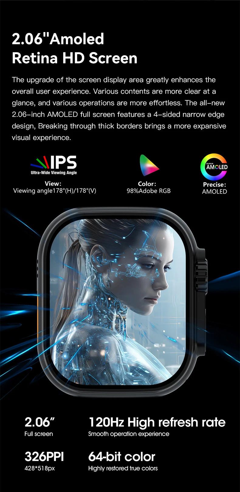 Microwear Ai3 Ultra Smartwatch 5G - 180 Degree Rotating Camera, 2.2 Inch AMOLED HD Display, GPS WiFi by Tech-Home Store
