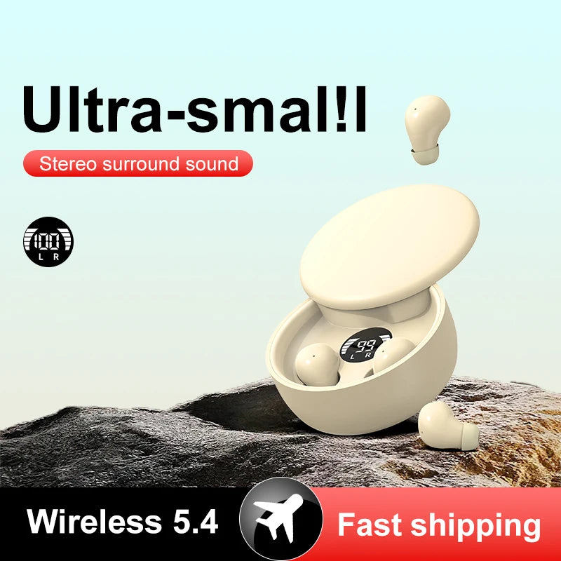 Wireless Bluetooth sleeping Headphones Noise canceling earbuds Hidden Headset Mini Invisible Earphones With Mic Sport Waterproof by Tech-Home Store
