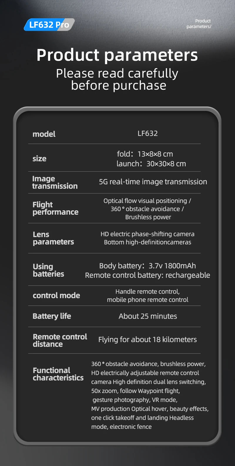 LF632 5G RC Drone Brushless Intelligent HD Dual Camera WIFI FPV Optical Flow Obstacle Avoidance Foldable Quadcopter Model Toys by Tech-Home Store