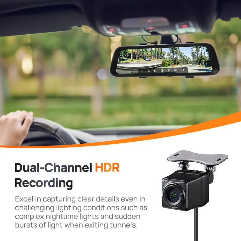 70mai Rearview Dash Cam S500 9.35'' Touch Screen 70mai S500 Car DVR 3K Super Capacitor Dual-Channel HDR Voice Control 24H Park by Tech-Home Store