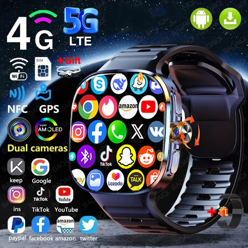 5G/4G Full Network Smart Watch 720*720 AMOLED Screen Video Call 16GB+256GB RAM 2100 MAH Battery Google Play WIFI GPS Smartwatch by Tech-Home Store