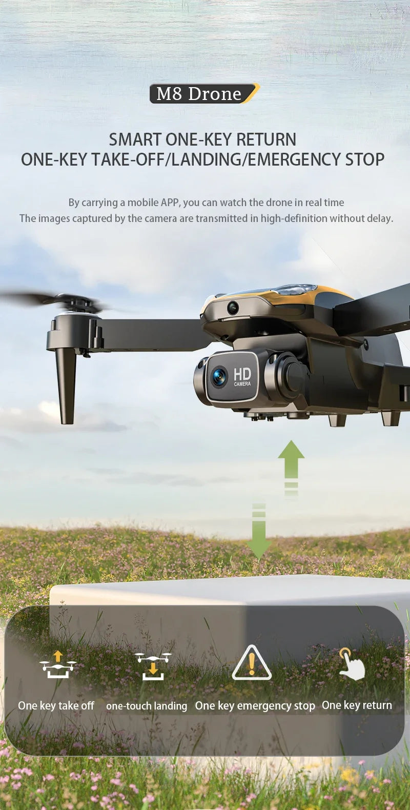 M8 GPS Drone with 4K EIS Camera | Optical Flow Altitude Hold & Obstacle Avoidance | Foldable Long Range of 5000M | RC Quadcopter by Tech-Home Store