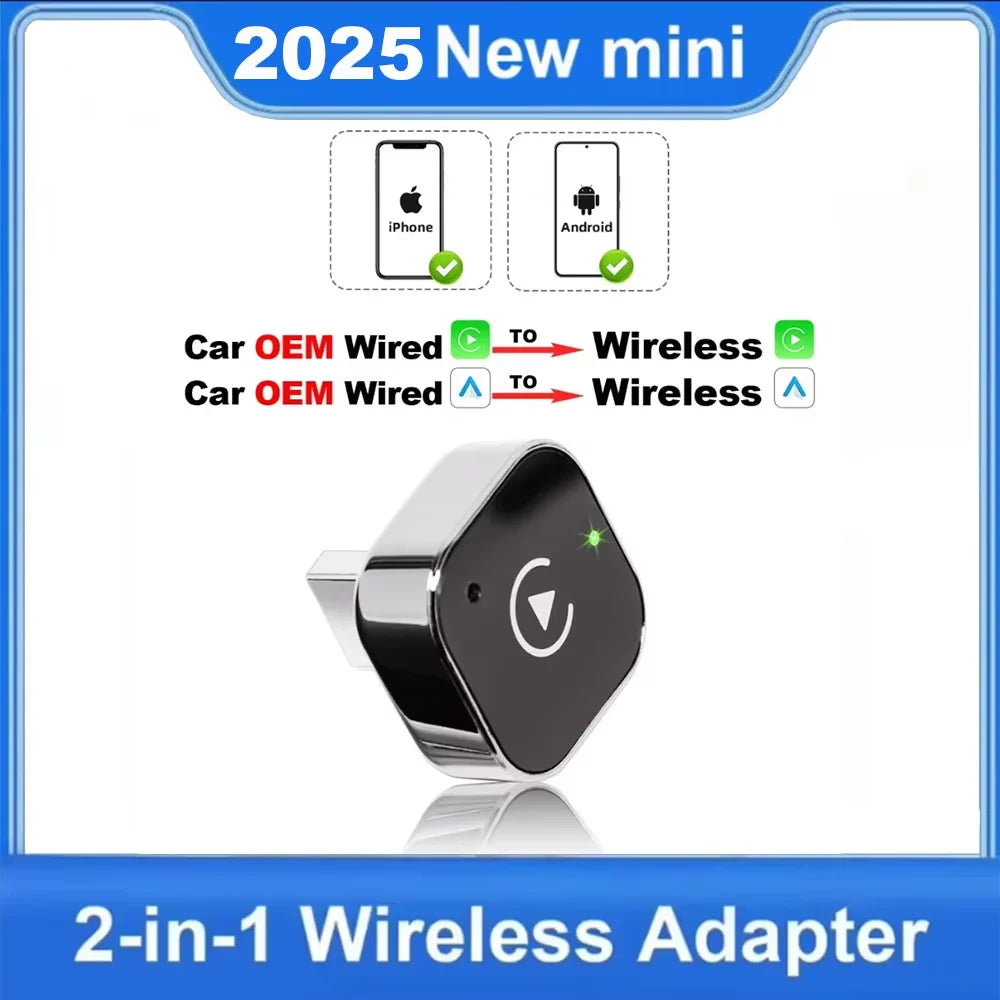 New Super Mini Carplay AI Box Wired to Wireless CarPlay/Android Auto 2in1 Box 5GHz WiFi5 for 99% Original Wired CarPlay/Auto Car by Tech-Home Store