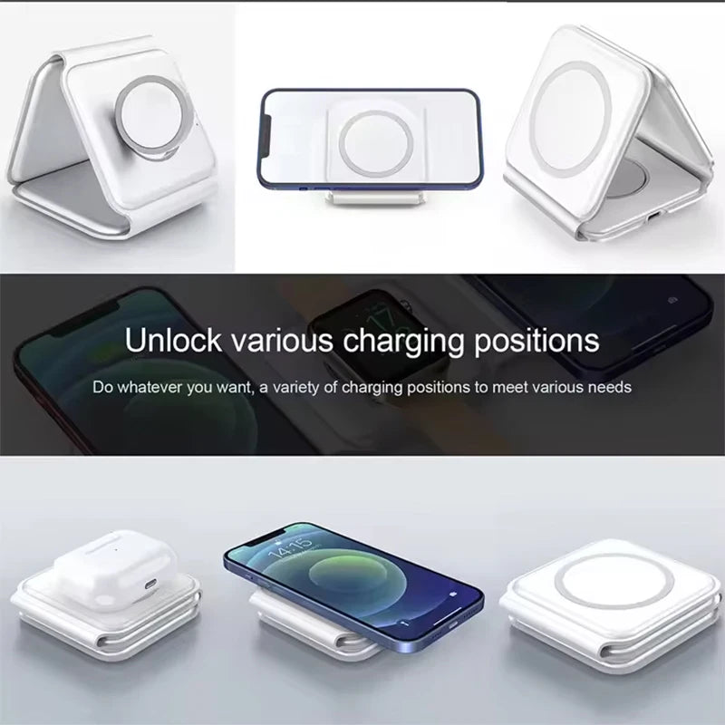 Qi2 SmartCharge 3 In 1 Wireless Charging Station Portable Foldable - Magnetic Alignment And 15W Fast Charging by Tech-Home Store