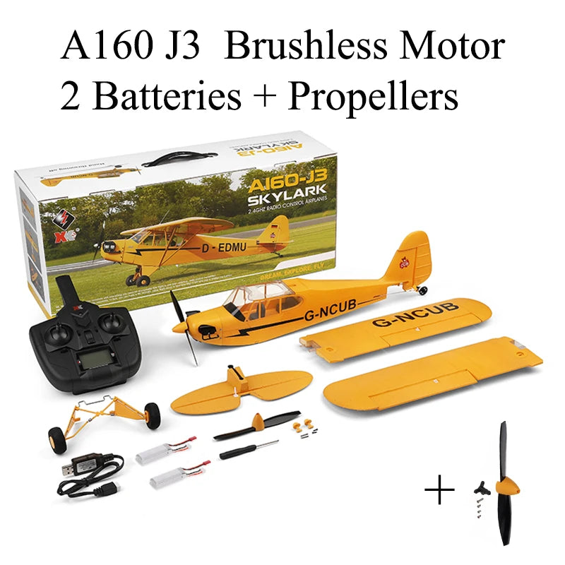 Hot Sale RC Plane RTF 2.4G Brushless Motor 3D/6G Remote Control Airplane Wltoys A160 Upgraded J3-CUB Ready To Fly by Tech-Home Store