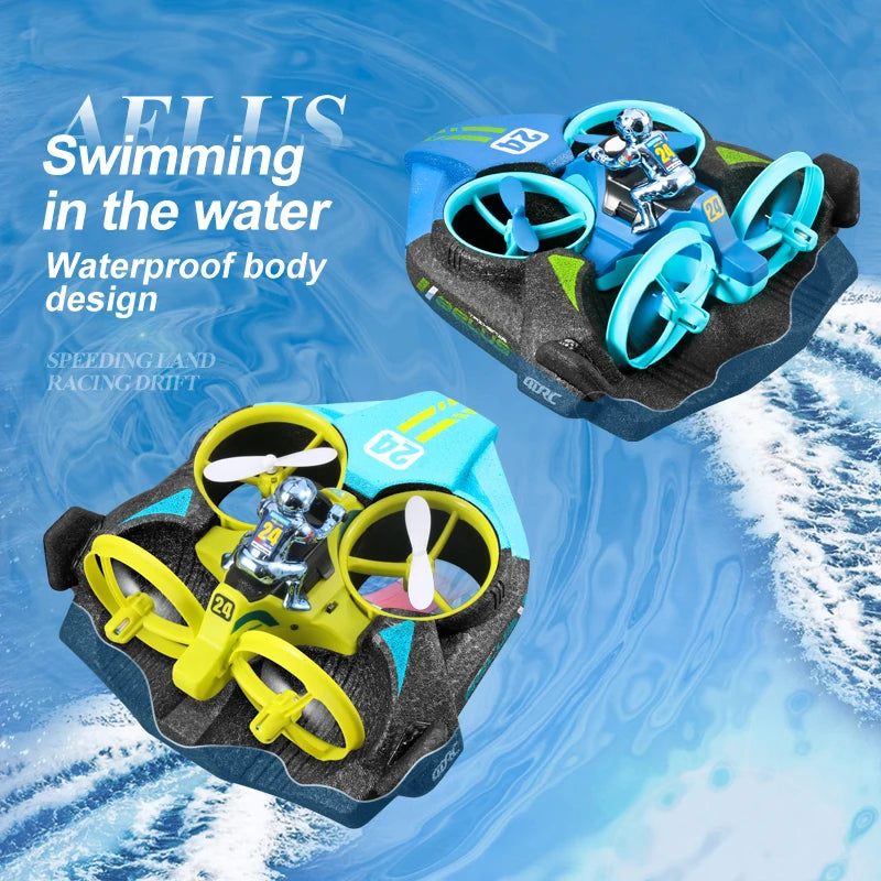 4DRC Mini RC Drone Altitude Hold Headless Mode 3 in 1 Sea Land Air Flight 2.4G Remote Control Quadcopter Boat RC Helicopter Toys by Tech-Home Store