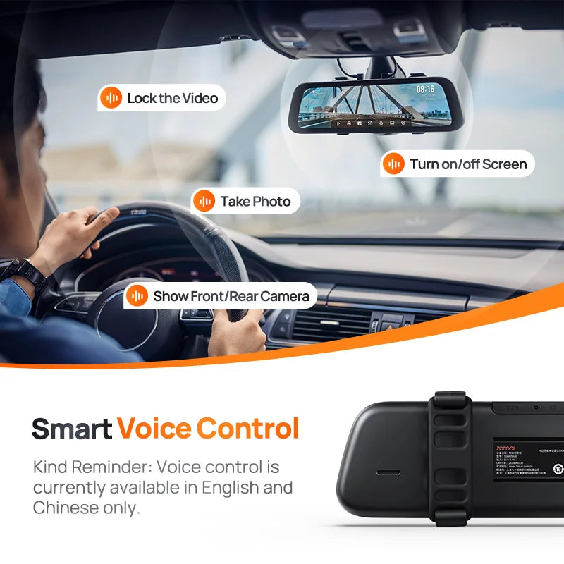 70mai Rearview Dash Cam S500 9.35'' Touch Screen 70mai S500 Car DVR 3K Super Capacitor Dual-Channel HDR Voice Control 24H Park by Tech-Home Store
