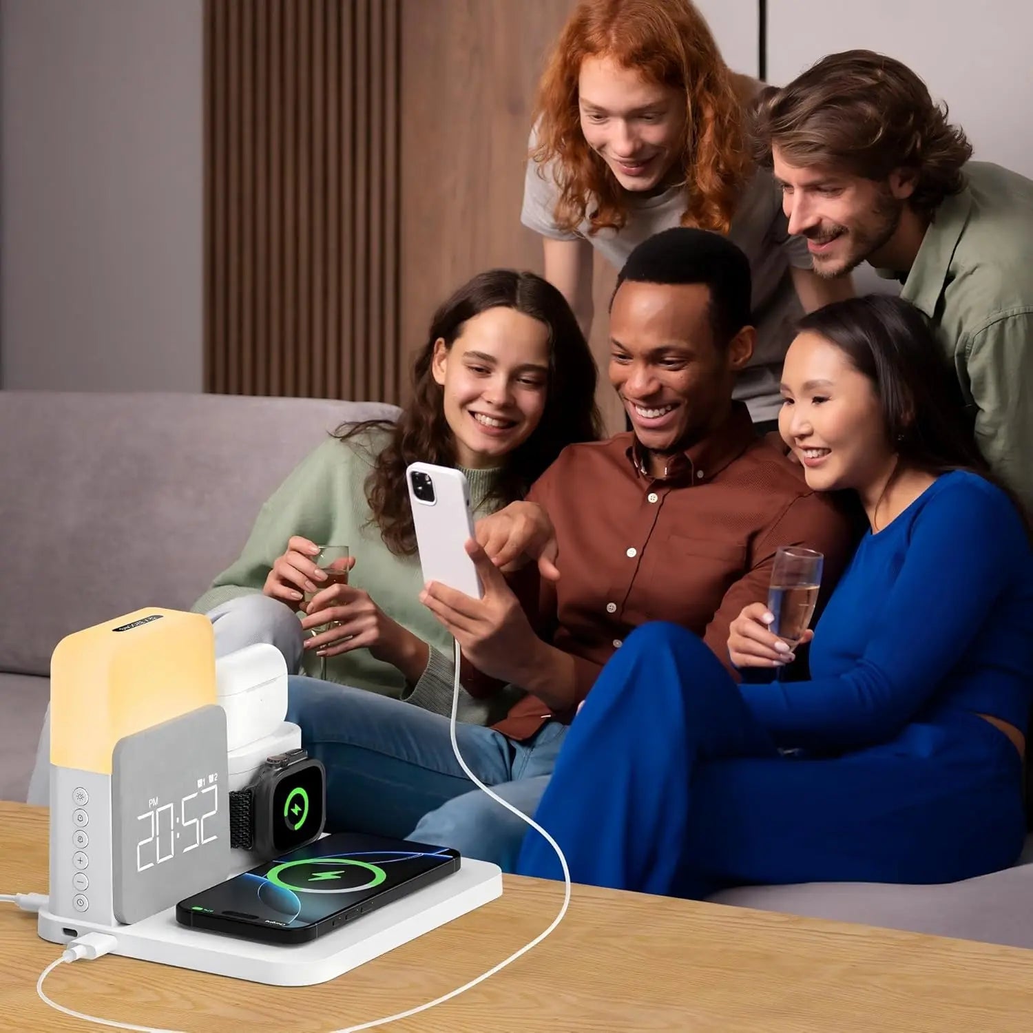 NovaCharge 7 In 1 MagSafe Alarm Clock Charger Wireless Station - Night Light Display With USB-C Quick Charge by Tech-Home Store