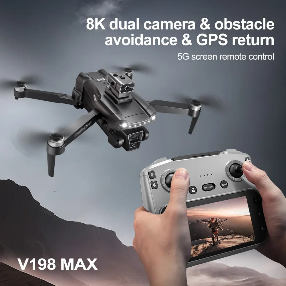 Lenovo V198 MAX GPS Drone 8K Profesional 4K HD Camera Brushless Laser Obstacle Avoidance Foldable Quadcopter Aerial Optical by Tech-Home Store