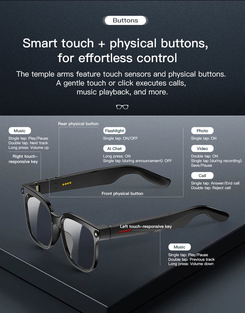 VisionTech NovaSight 4K 8MP Smart Glasses - Real Time Translation Over 150 Languages With ChatGPT AI by Tech-Home Store