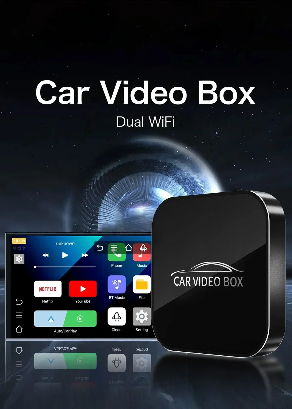 2025 New Andriod 12.0 Video Box Wireless Android Auto & Wireless Carplay 3in1 Smart Multimedia Adapter Built-in Netflix YouTube by Tech-Home Store