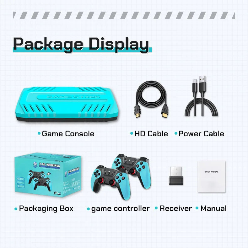 U36 Wireless Game Stick Retro Gaming Console S905 128G 50,000+ Games Support 40+ Classic Emulators For PS1/PSP 4K HDMI Kid Gifts by Tech-Home Store