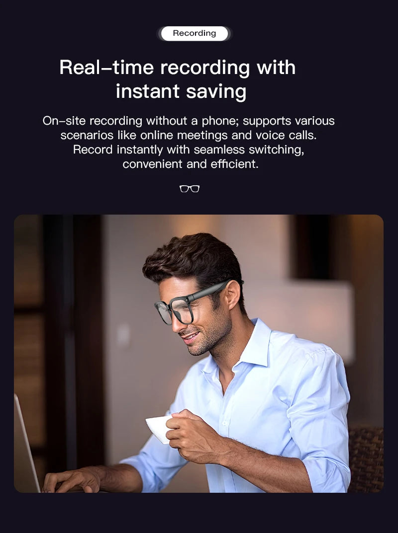 VisionTech NovaSight 4K 8MP Smart Glasses - Real Time Translation Over 150 Languages With ChatGPT AI by Tech-Home Store