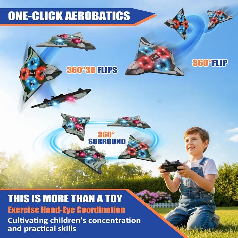 Remote Control Airplane RC Plane Helicopter 360° Flip Stunt Airplane with LED Radio EPP Foam Aircraft Fighter Jet Drone Fly Toy by Tech-Home Store