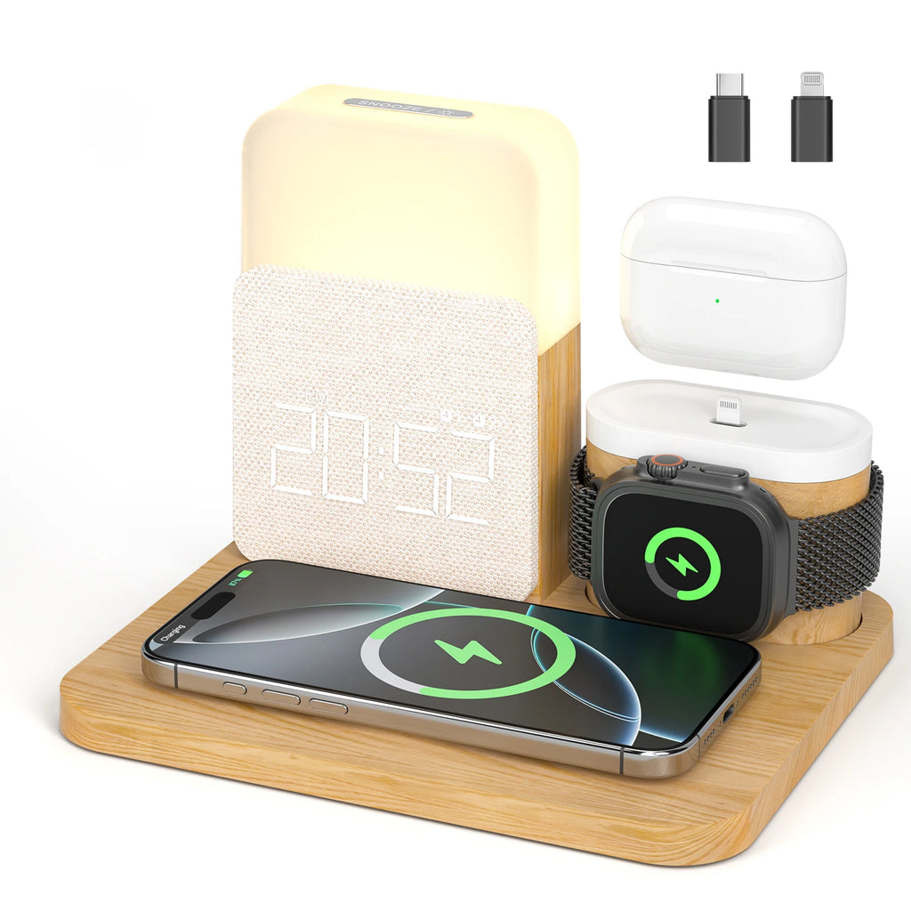 NovaCharge 7 In 1 MagSafe Alarm Clock Charger Wireless Station - Night Light Display With USB-C Quick Charge by Tech-Home Store