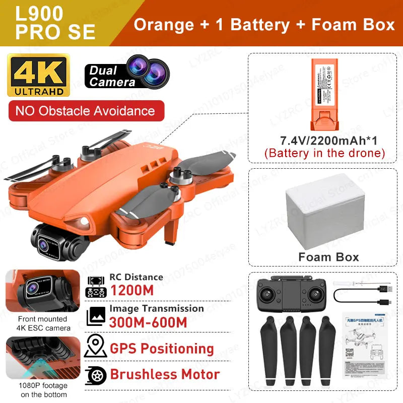 L900 PRO MAX 360 Degree Obstacle Avoidance GPS Drone - Dual 4K Cameras, 5G WiFi FPV, Foldable RC Quadcopter by Tech-Home Store
