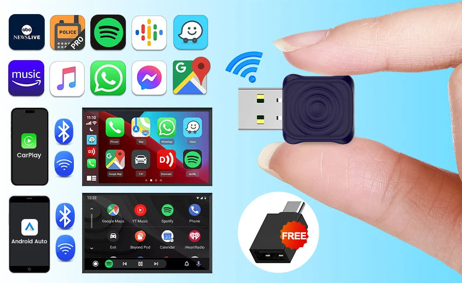 CarlinKit 5.0 Mini Ultra Wireless Adapter Wireless CarPlay Android Auto For OEM Car Plug and Play WiFi Bluetooth Auto Connection by Tech-Home Store