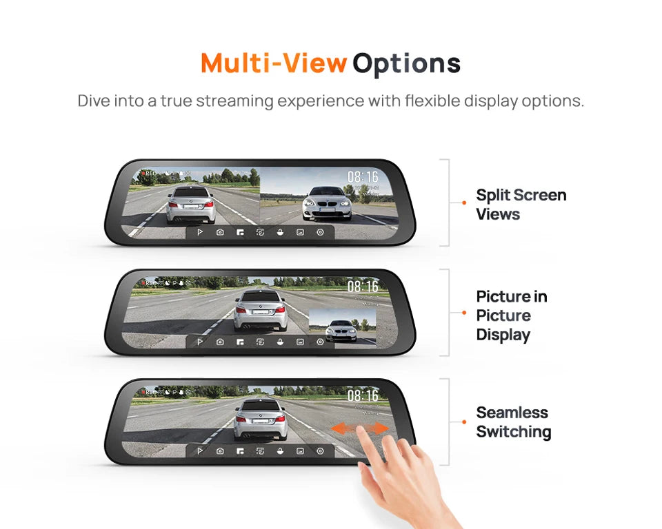 70mai Rearview Dash Cam S500 9.35'' Touch Screen 70mai S500 Car DVR 3K Super Capacitor Dual-Channel HDR Voice Control 24H Park by Tech-Home Store
