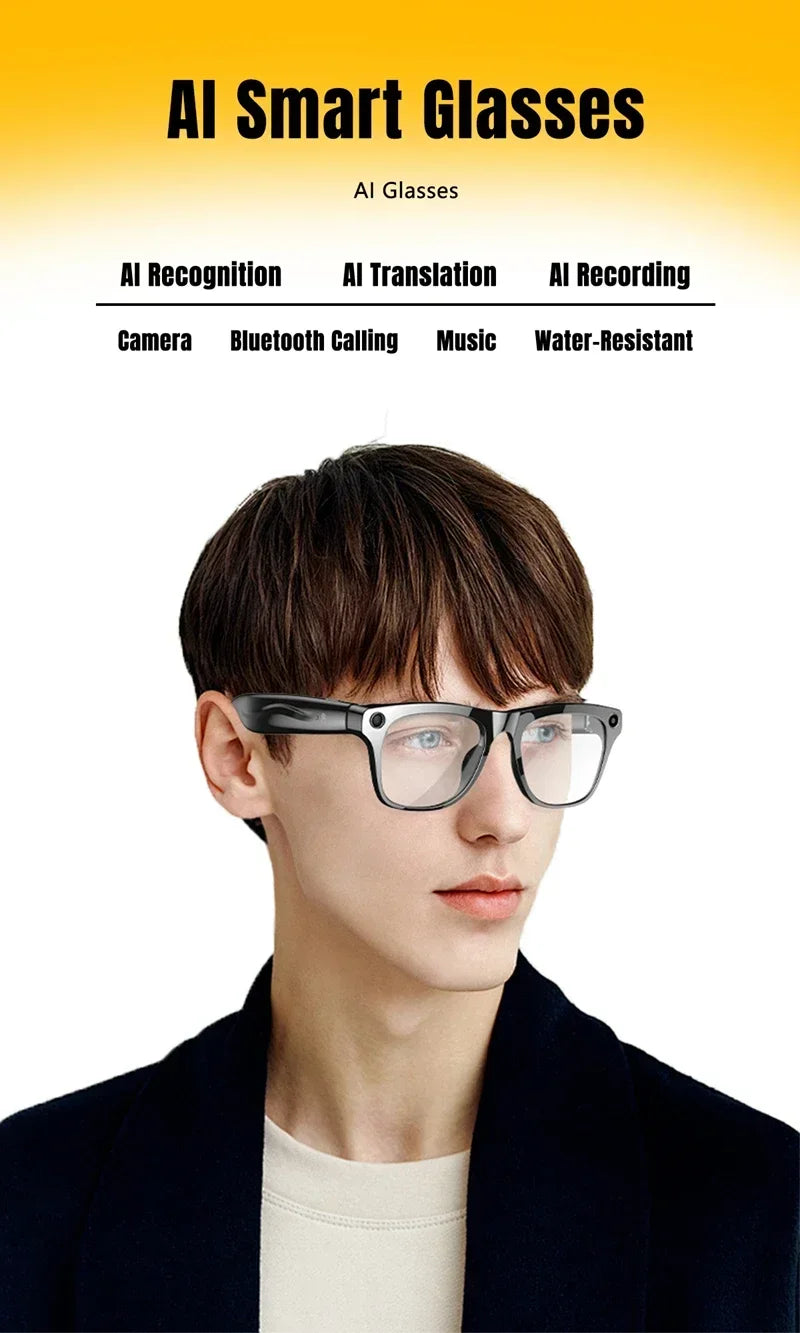 NovaTech VisionGlass 4K AI Smart Glasses - 800W Pixel Camera and Real Time Translation in 75 Languages by Tech-Home Store