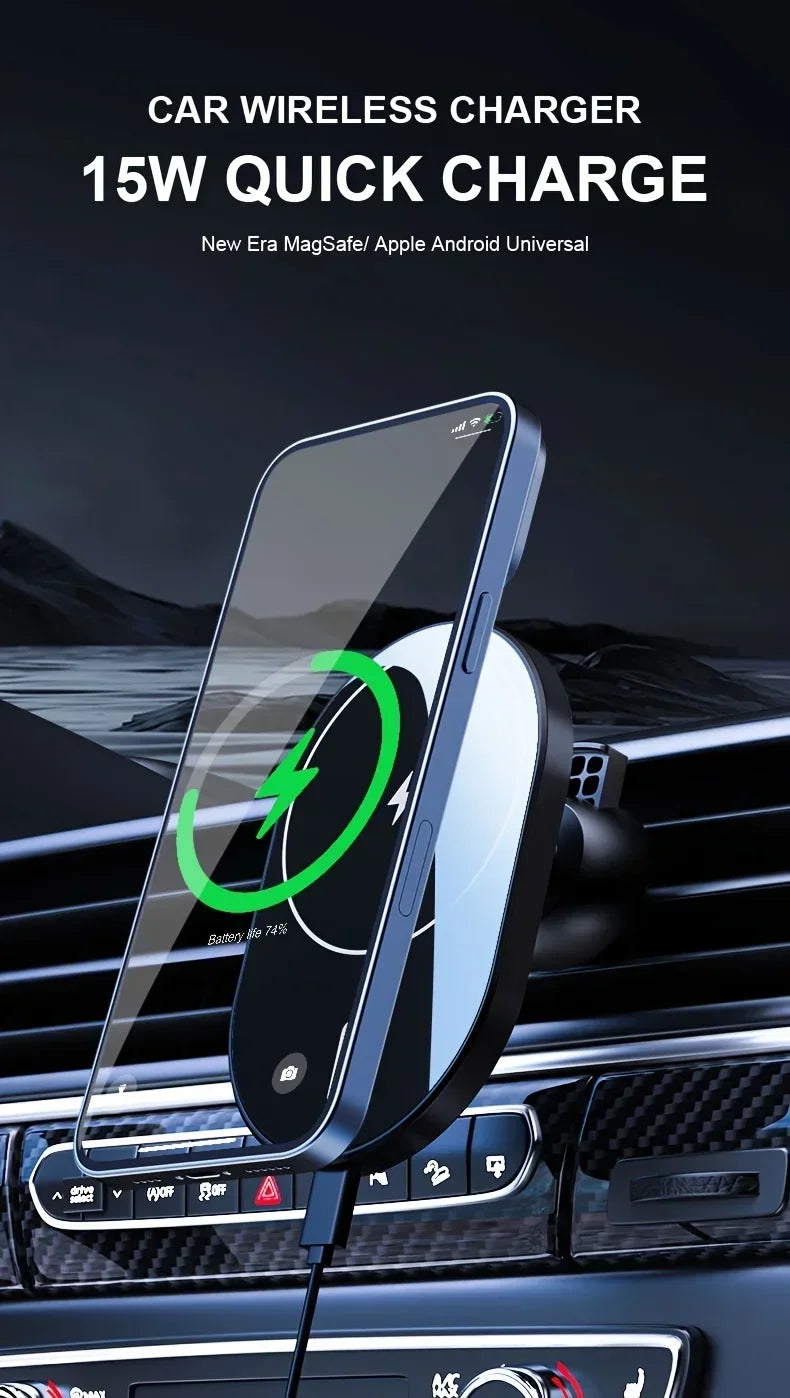 MagGrip Car Wireless Charger Holder For MagSafe iPhone 12 13 14 15 16 17 Pro Max On Air Vent - 15W Fast Charging by Tech-Home Store