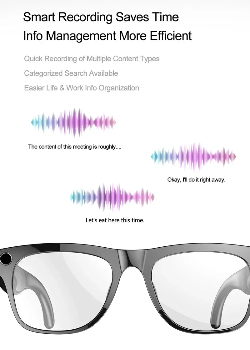 NovaTech VisionGlass 4K AI Smart Glasses - 800W Pixel Camera and Real Time Translation in 75 Languages by Tech-Home Store