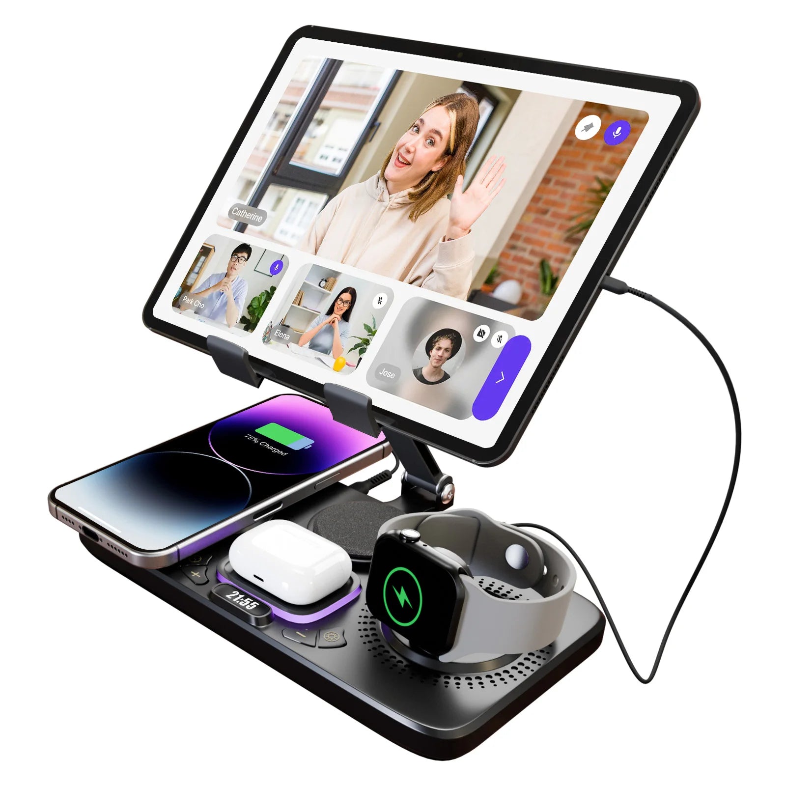 NovaCharge 7-in-1 Wireless Charging Station Magnetic 15W Foldable IPhone 17 16 15 14 13 Apple Watch AirPods - Fast 15W by Tech-Home Store