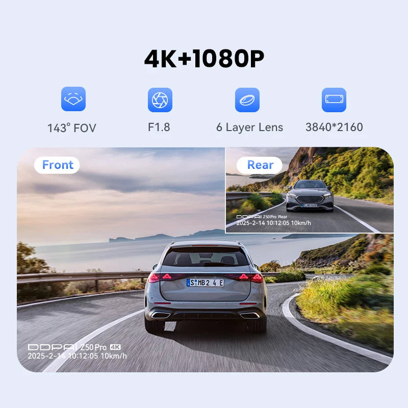 DDPAI Dash Cam Z50 Pro - 4K UHD Dual-Channel With 3-Inch IPS Display And GPS ADAS Wi-Fi by Tech-Home Store