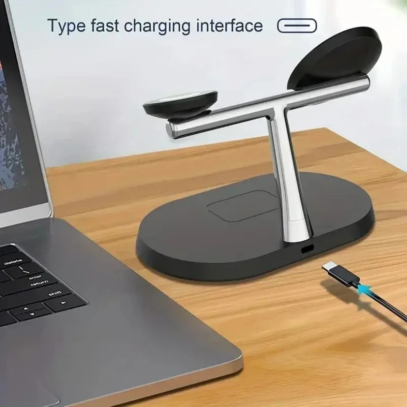 MagCharge Magnetic Wireless Charger Stand 3-In-1 For IPhone 12 Through 16 Pro Apple Watch And AirPods - 15W Fast Charging by Tech-Home Store