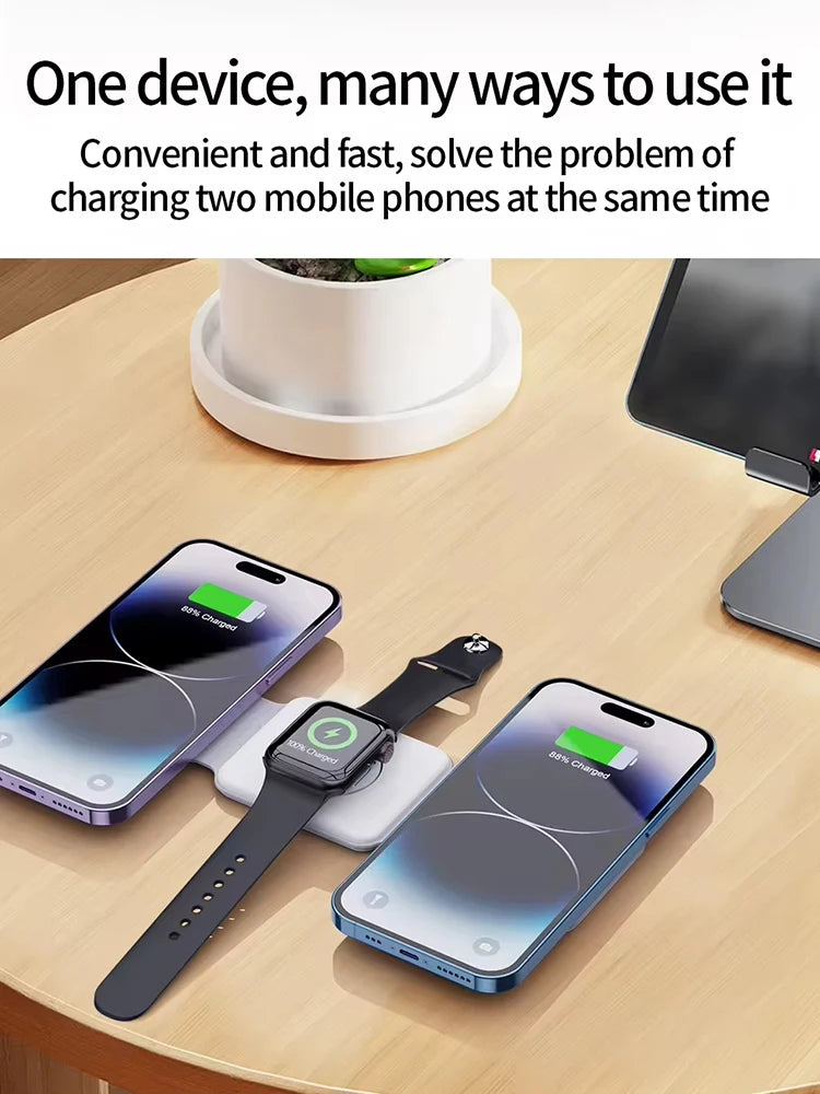 Qi2 SmartCharge 3 In 1 Wireless Charging Station Portable Foldable - Magnetic Alignment And 15W Fast Charging by Tech-Home Store