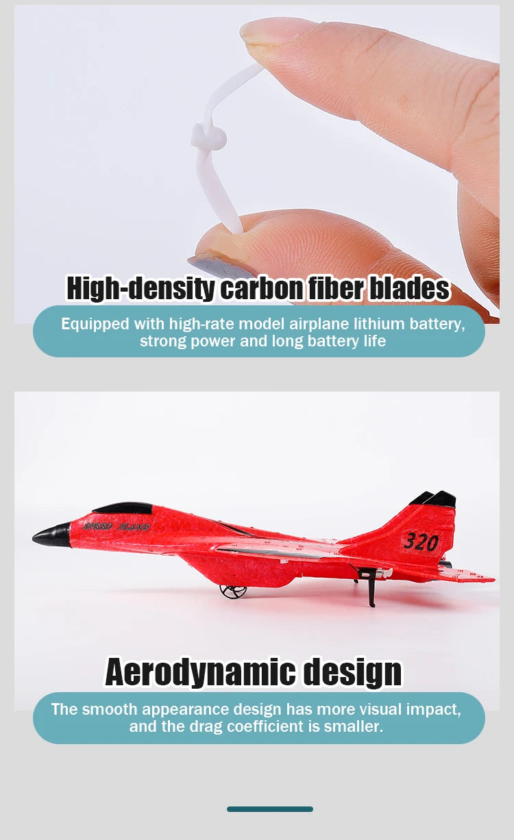 Parkten 2.4G 2CH Glider RC Ariplane P320 Fixed Wing Fighter Aircra Hand Throwing Foam Outdoor Toys For Boys Birthday Gift by Tech-Home Store