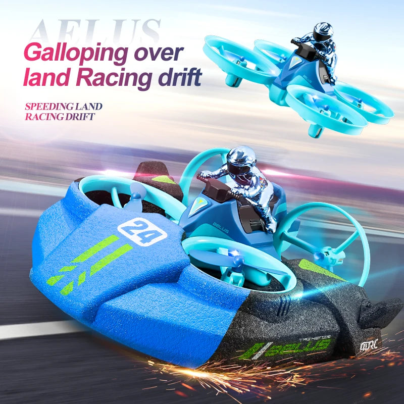 4DRC Mini RC Drone Altitude Hold Headless Mode 3 in 1 Sea Land Air Flight 2.4G Remote Control Quadcopter Boat RC Helicopter Toys by Tech-Home Store