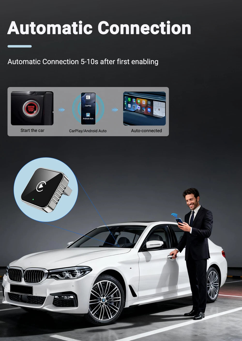 New Super Mini Carplay AI Box Wired to Wireless CarPlay/Android Auto 2in1 Box 5GHz WiFi5 for 99% Original Wired CarPlay/Auto Car by Tech-Home Store