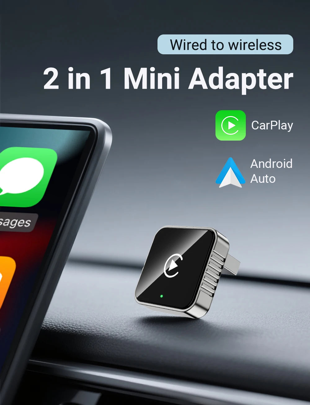 New Super Mini Carplay AI Box Wired to Wireless CarPlay/Android Auto 2in1 Box 5GHz WiFi5 for 99% Original Wired CarPlay/Auto Car by Tech-Home Store